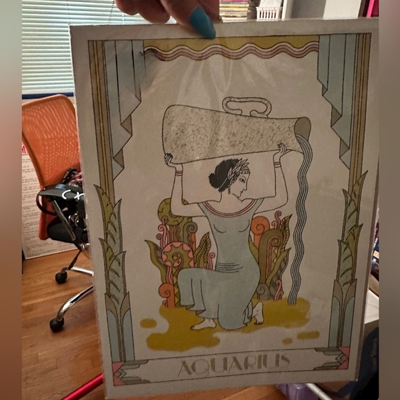 aquarius astrology silkscreen horoscope art NWT - Picture 4 of 5